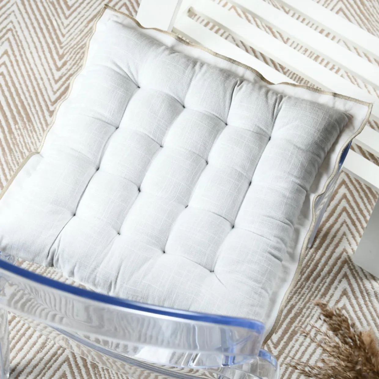 Coussin de chaise carré coton (38 x 38 cm) Helios Blanc