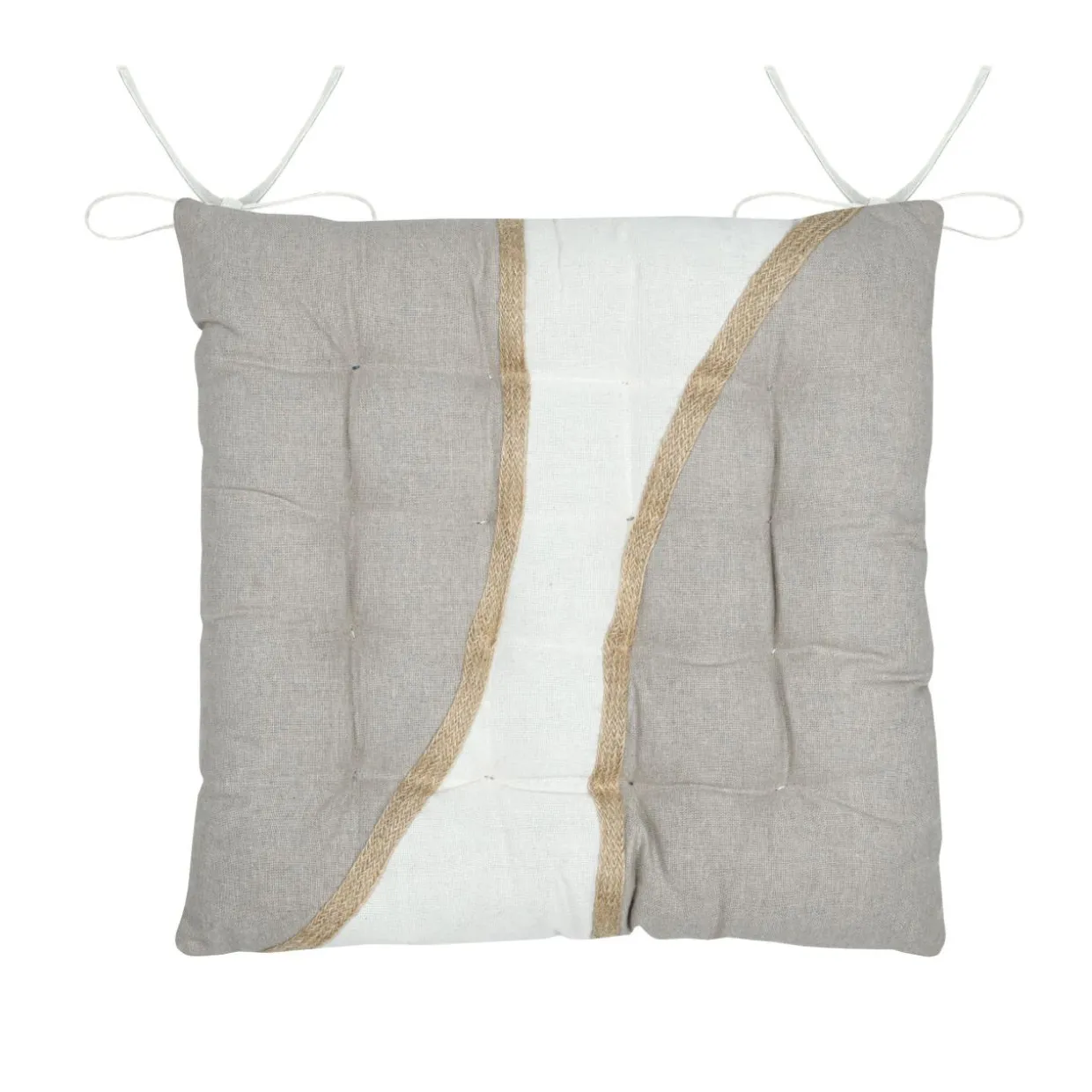 Coussin de chaise carré coton (38 x 38 cm) Blokken Ecru