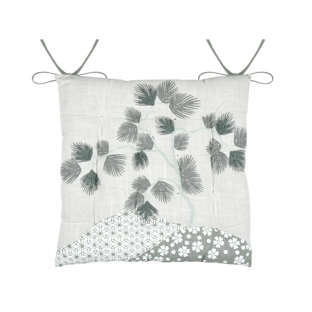 Coussin de chaise carré coton (38 x 38 cm) Yuki Vert jade