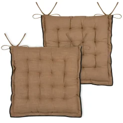 Coussin de chaise carré coton (38 x 38 cm) Helios Camel