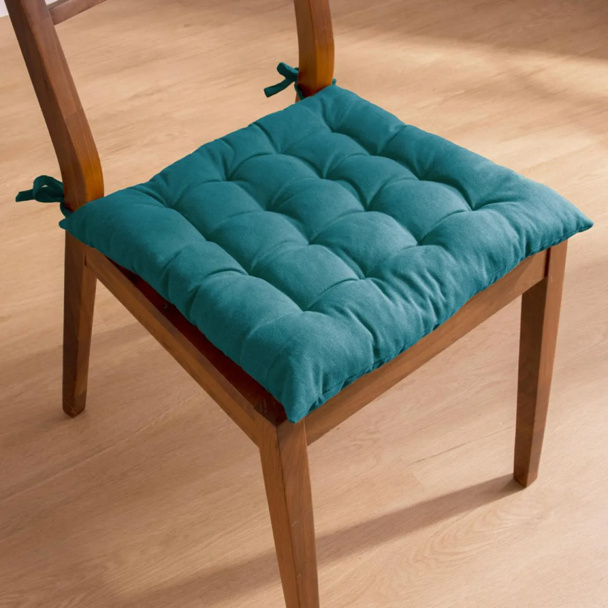 Coussin de chaise carré coton (40 x 40 cm) Pixel Bleu canard