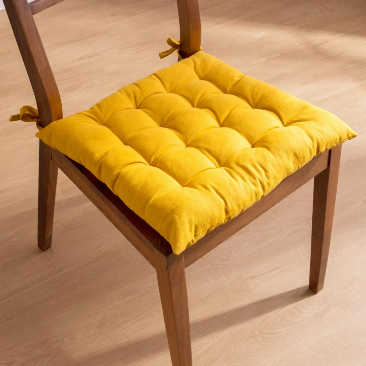 Coussin de chaise carré coton (40 x 40 cm) Pixel Jaune moutarde