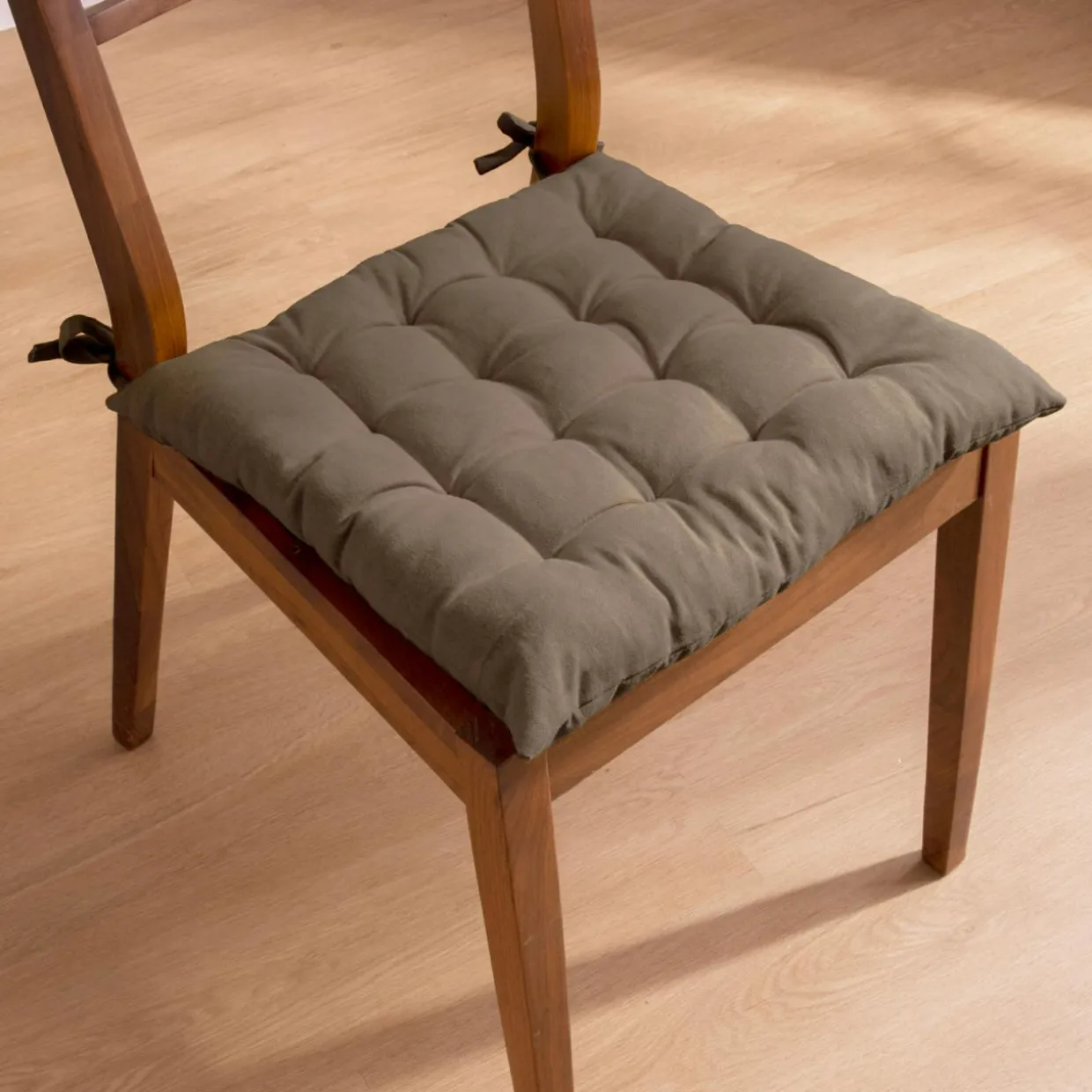 Coussin de chaise carré coton (40 x 40 cm) Pixel Taupe