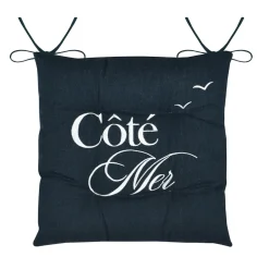 Coussin de chaise carrée coton (38x38 cm) Bordemer Bleu marine