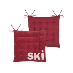 Coussin de chaise carré velours (38 x 38 cm) Chamonix Rouge