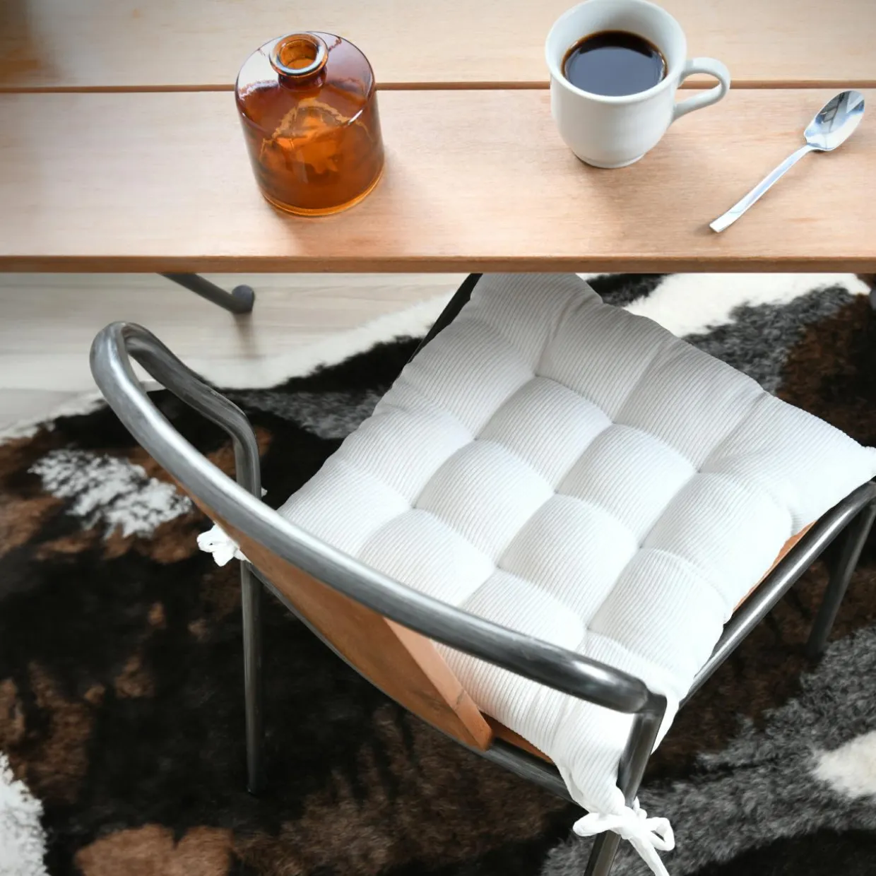 Coussin de chaise carré velours (38 x 38 cm) Dandy Ecru