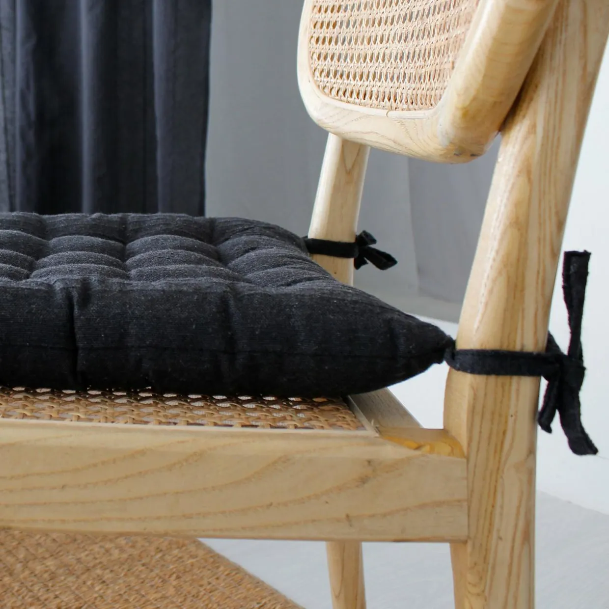 Coussin de chaise carré (38 x 38 cm) Bombay Gris anthracite