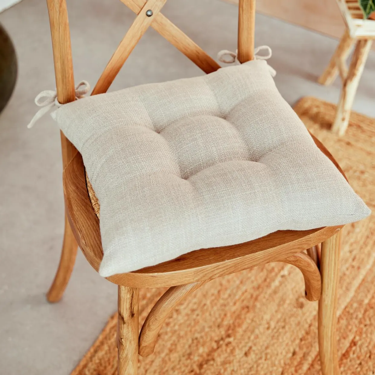 Coussin de chaise carré (38 x 38 cm) Clem Beige lin
