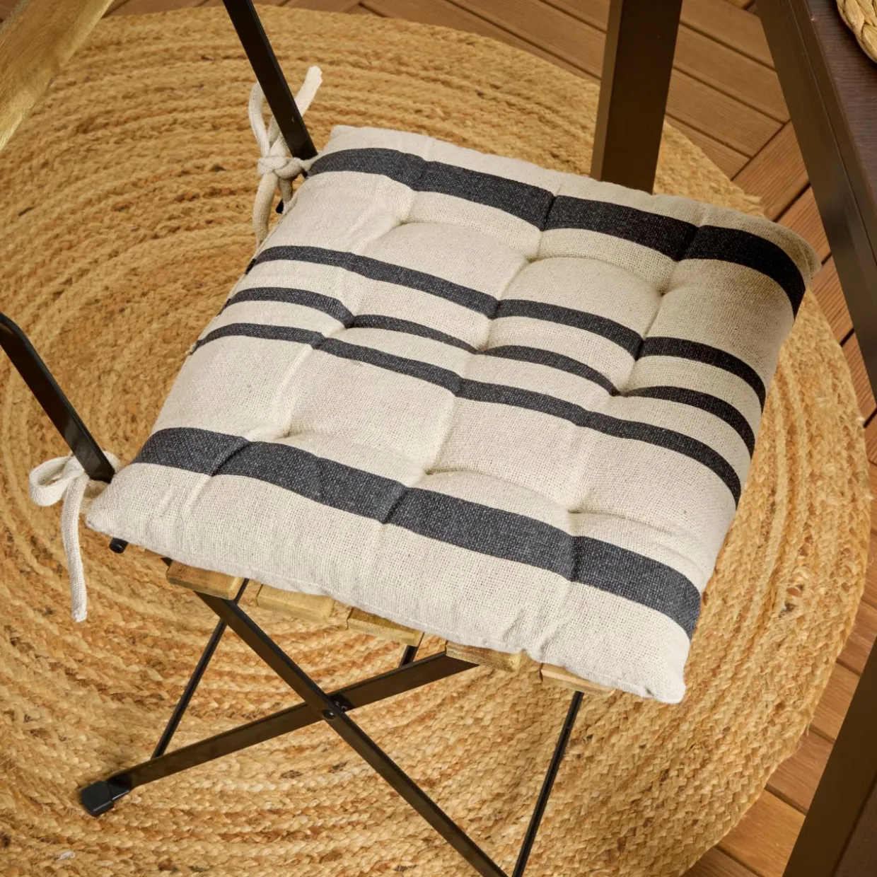 Coussin de chaise extérieur carré (38 x 38 cm) Nautira Gris ardoise
