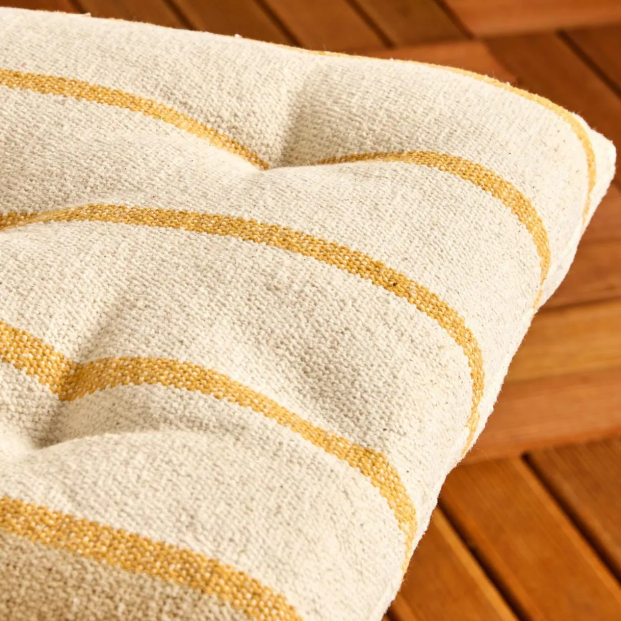Coussin de chaise extérieur toile de coton (40 x 40 cm) Ocealys Jaune moutarde