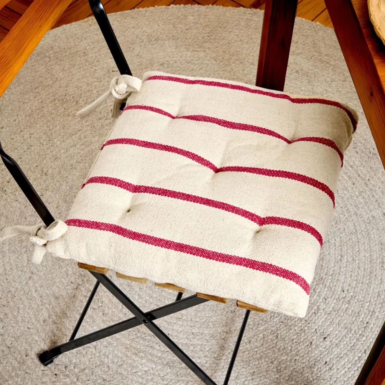 Coussin de chaise extérieur toile de coton (40 x 40 cm) Ocealys Rouge