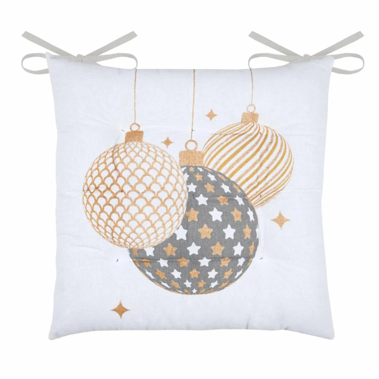 Coussin de chaise Noël carré (38 x 38 cm) Sibérie Blanc