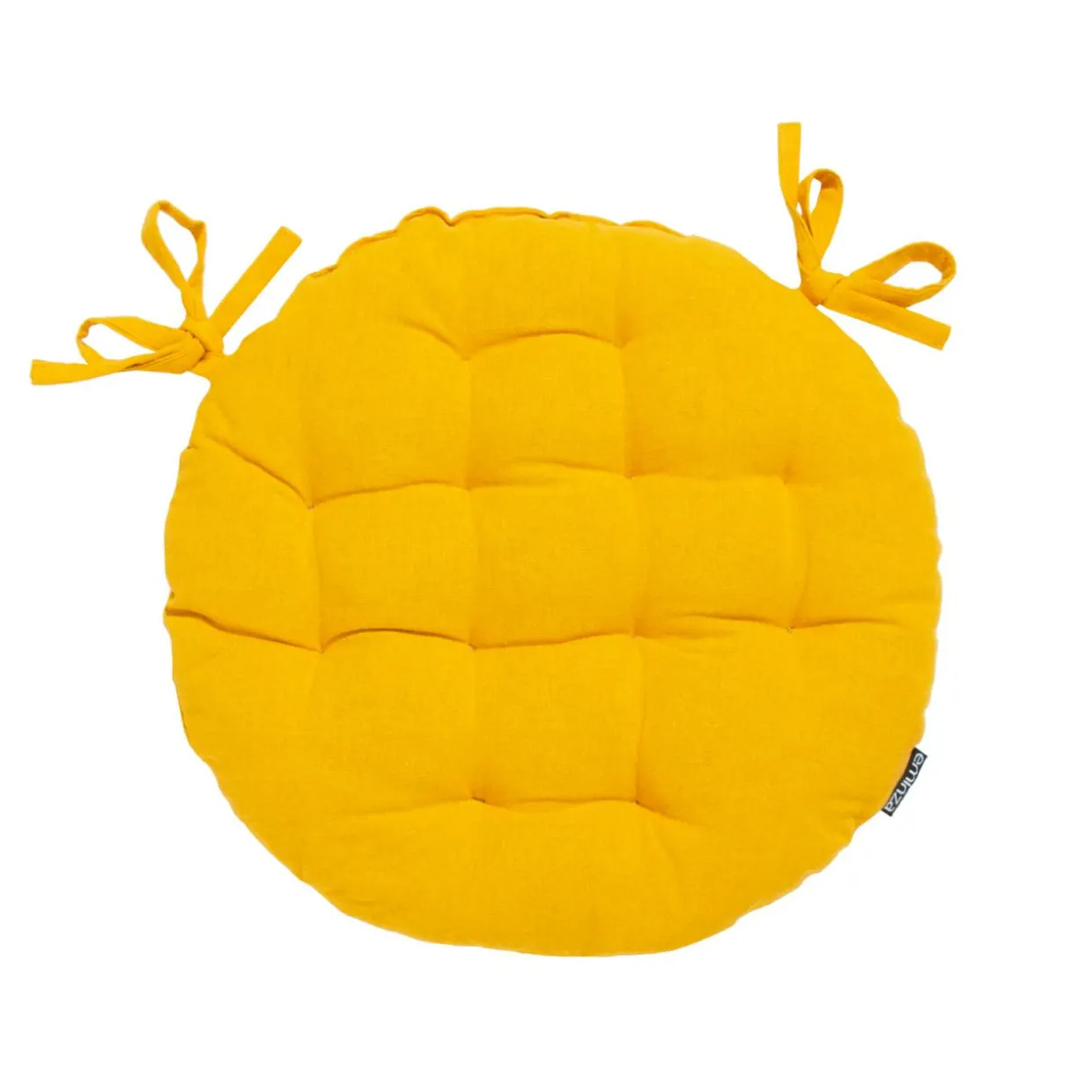 Coussin de chaise rond coton (40 cm) Pixel Jaune moutarde