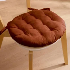 Coussin de chaise rond coton (40 cm) Pixel Terracotta
