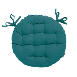 Coussin de chaise rond coton (40 cm) Pixel Bleu canard