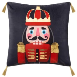 Coussin de Noël carré (40 cm) Casse-noisette Bleu marine