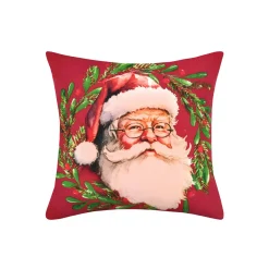 Coussin de Noël carré coton (40 x 40 cm) Père Noël Harold Rouge
