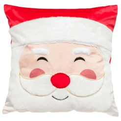 Coussin de Noël carré (40 x 40 cm) Joyeux Papa Noël Blanc et rouge