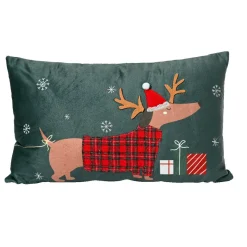 Coussin de Noël rectangulaire (50 x 30 cm) Doggy Vert