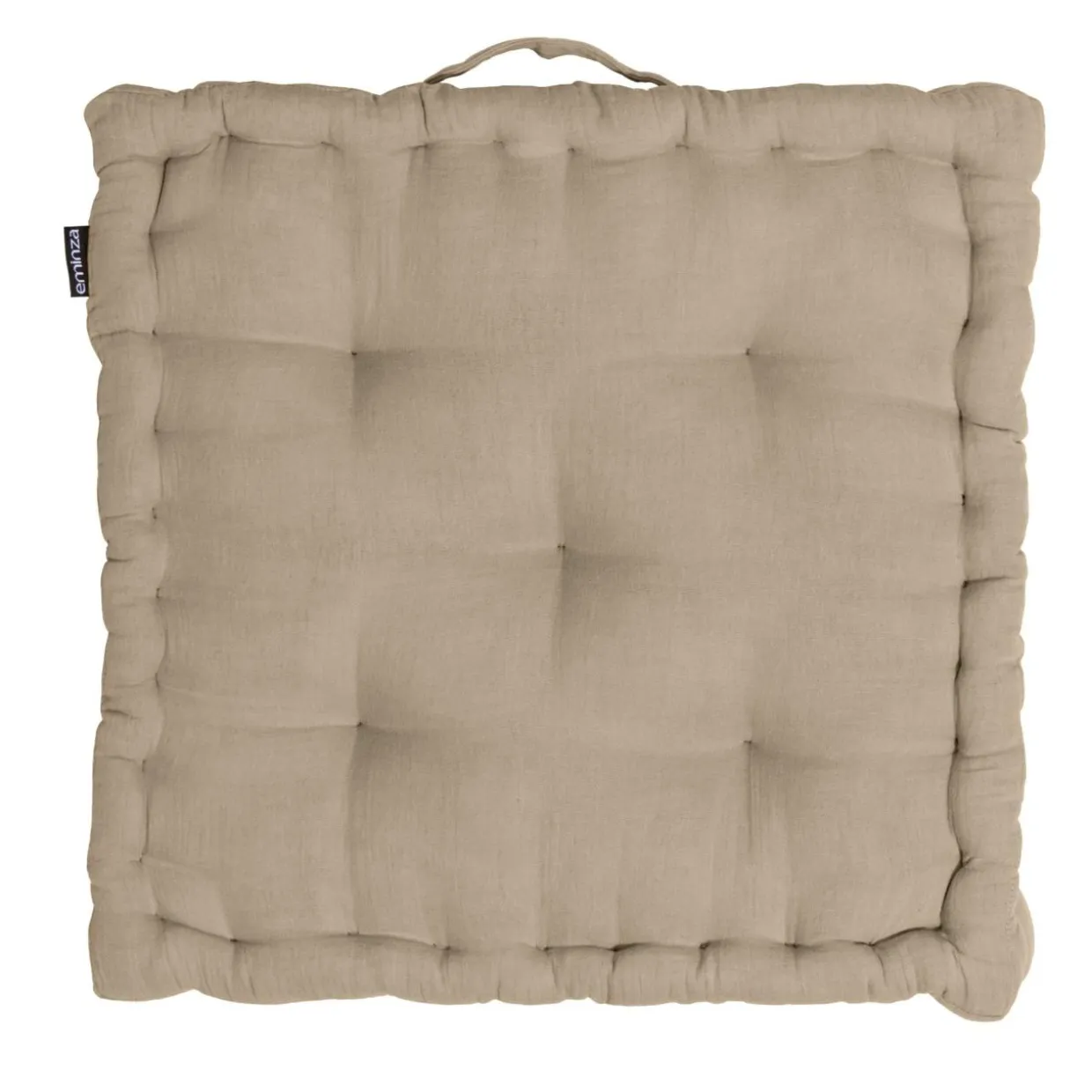 Coussin de sol carré gaze de coton (50 x 50 cm) Gaïa Ficelle