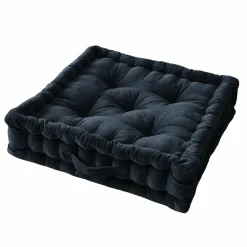 Coussin de sol carré velours de coton (50 x 50 cm) Victor Bleu nuit