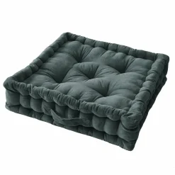 Coussin de sol carré velours de coton (50 x 50 cm) Victor Gris ardoise
