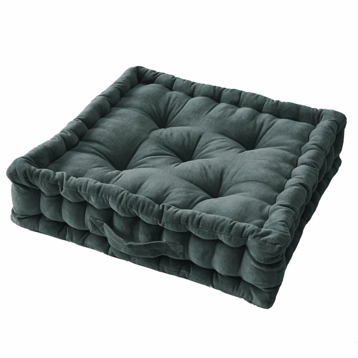 Coussin de sol carré velours de coton (50 x 50 cm) Victor Gris ardoise