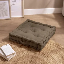 Coussin de sol coton (50 x 50 cm) Pixel Taupe