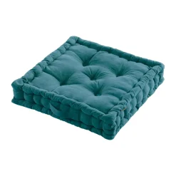 Coussin de sol coton (50 x 50 cm) Pixel Bleu canard