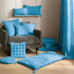 Coussin de sol coton (60 x 60 cm) Pixel Bleu turquoise
