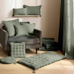 Coussin de sol coton (50 x 50 cm) Pixel Vert kaki