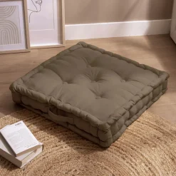 Coussin de sol coton (60 x 60 cm) Pixel Taupe