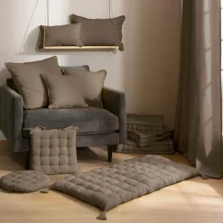 Coussin de sol coton (40 x 40 cm) Pixel Taupe