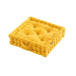Coussin de sol coton (40 x 40 cm) Pixel Jaune moutarde