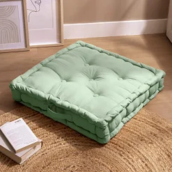 Coussin de sol coton (60 x 60 cm) Pixel Vert menthe