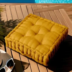 Coussin de sol extérieur capitonné (50 x 50 cm) Sunset Jaune moutarde