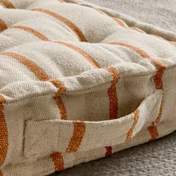Coussin de sol extérieur toile de coton (45 x 45 cm) Ocealys Corail