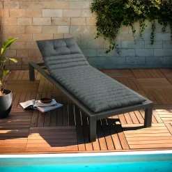 Coussin de transat capitonné (180 x 60 cm) Sunset Gris anthracite