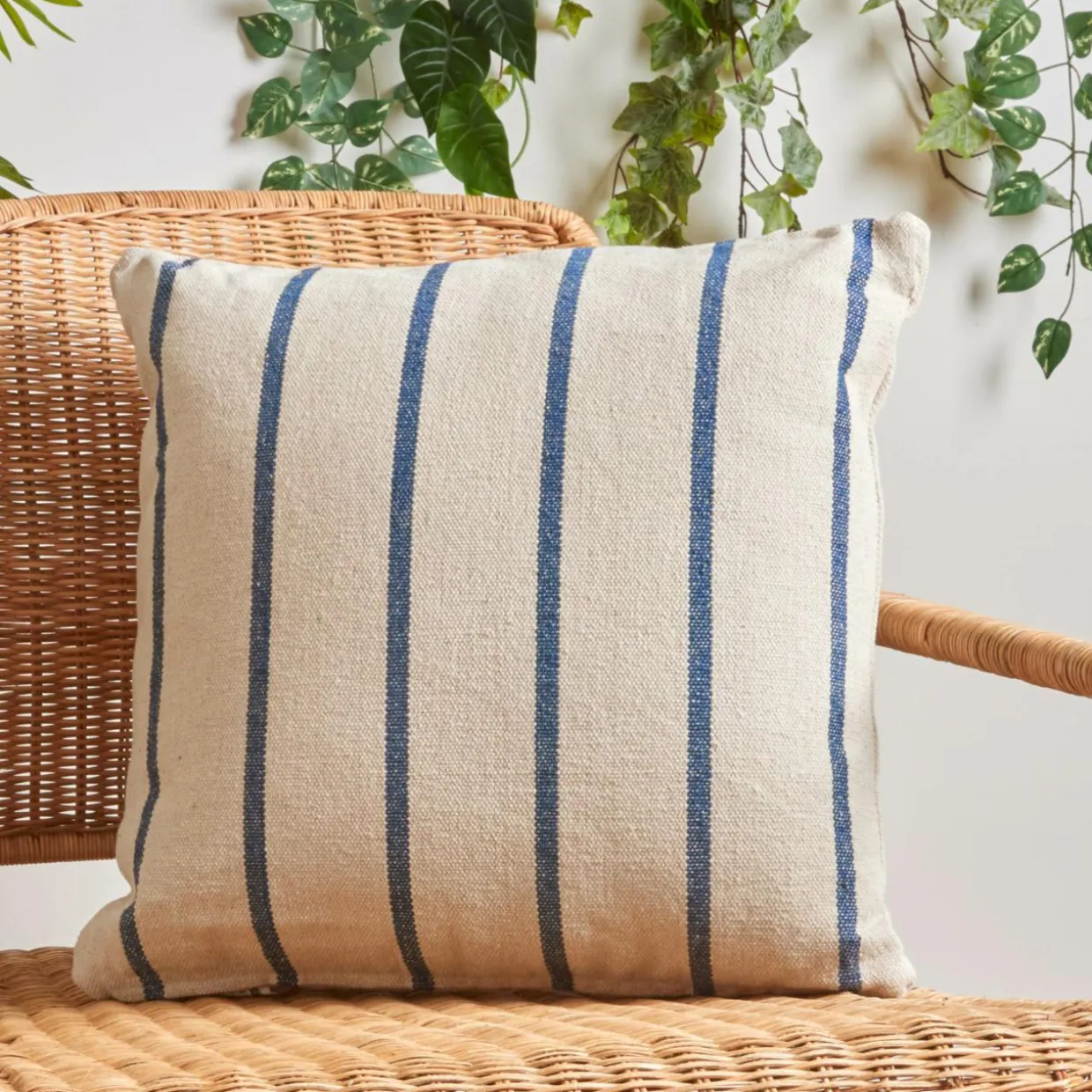 Coussin extérieur carré toile de coton (50 x 50 cm) Ocealys Bleu marine