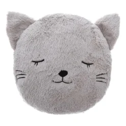 Coussin fausse fourrure enfant (27 cm) Chat Gris