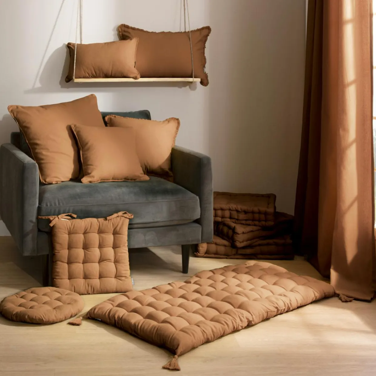 Coussin rectangulaire coton (30 x 50 cm) Pixel Camel