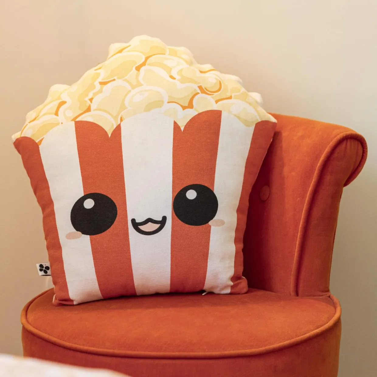 Coussin rectangulaire enfant coton (40 x 42 cm) Fresh popcorn Rouge