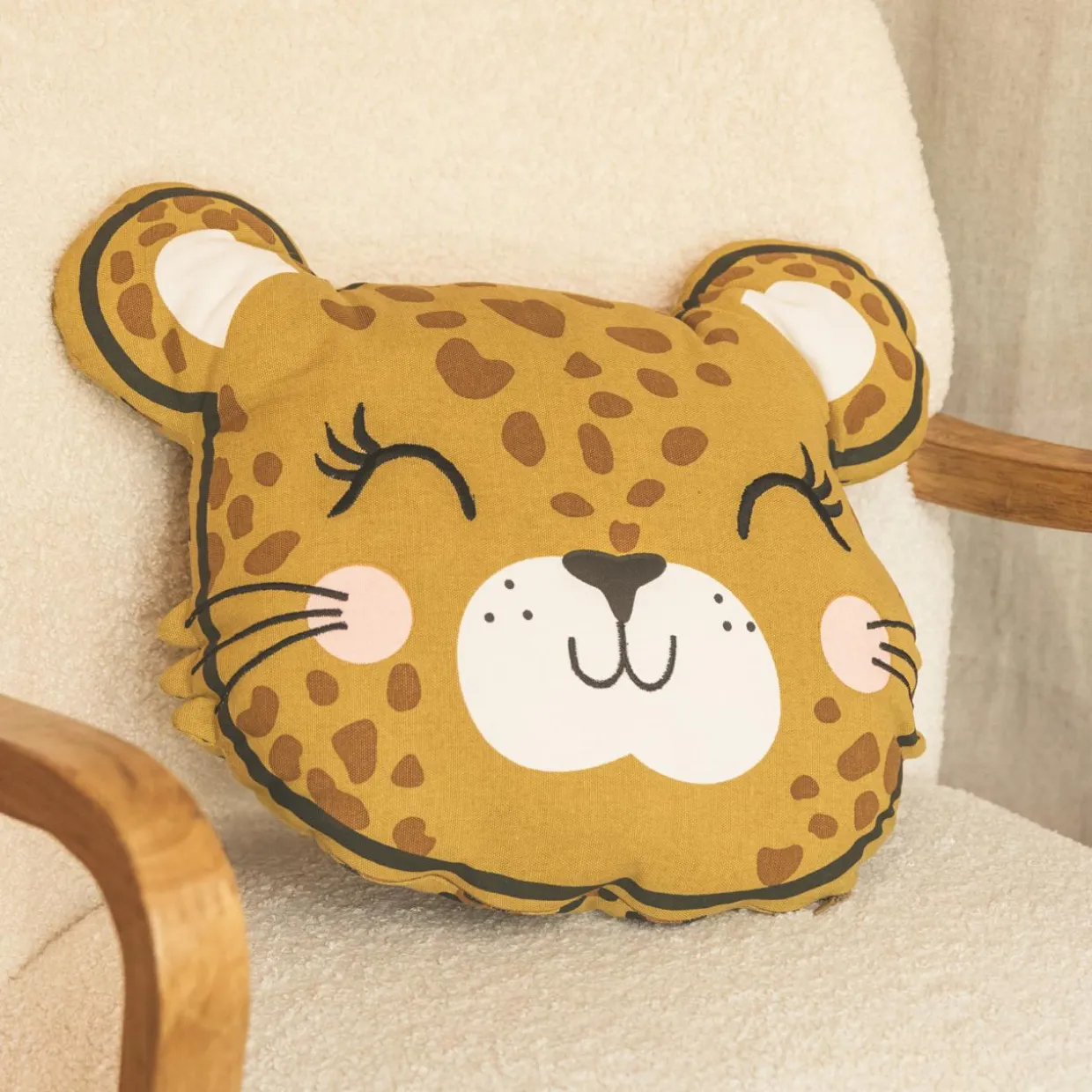 Coussin rectangulaire enfant coton (45 x 40 cm) Lola Caramel