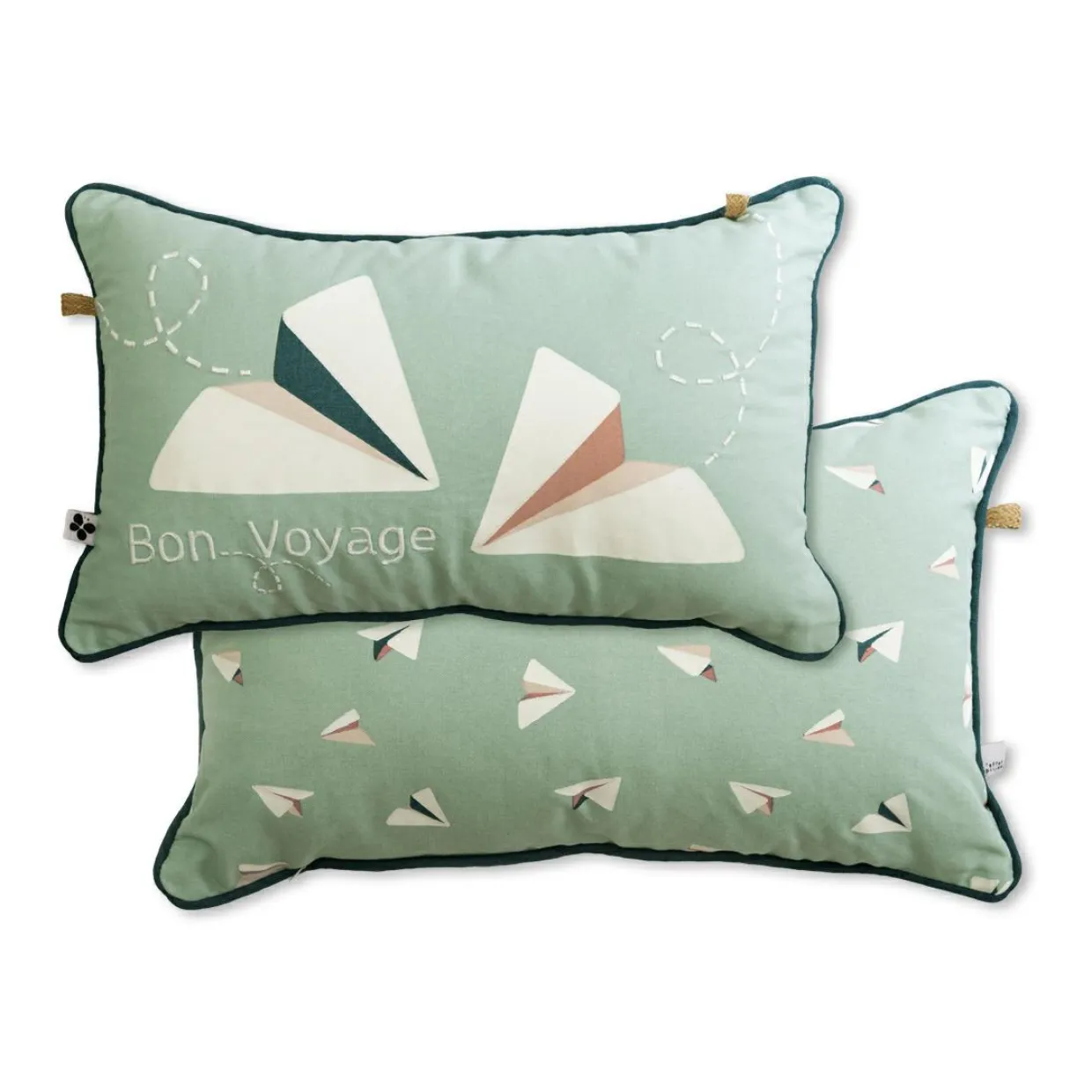 Coussin rectangulaire enfant coton (30 x 50 cm) Petits papiers Bleue