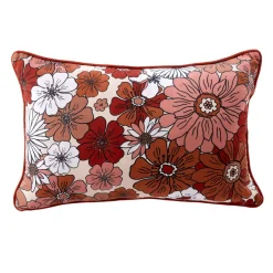 Coussin rectangulaire en gaze de coton (40 x 60 cm) Gaïa azalée Terracotta