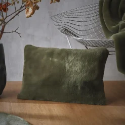 Coussin rectangulaire fausse fourrure (40 x 60 cm) Finn Vert kaki