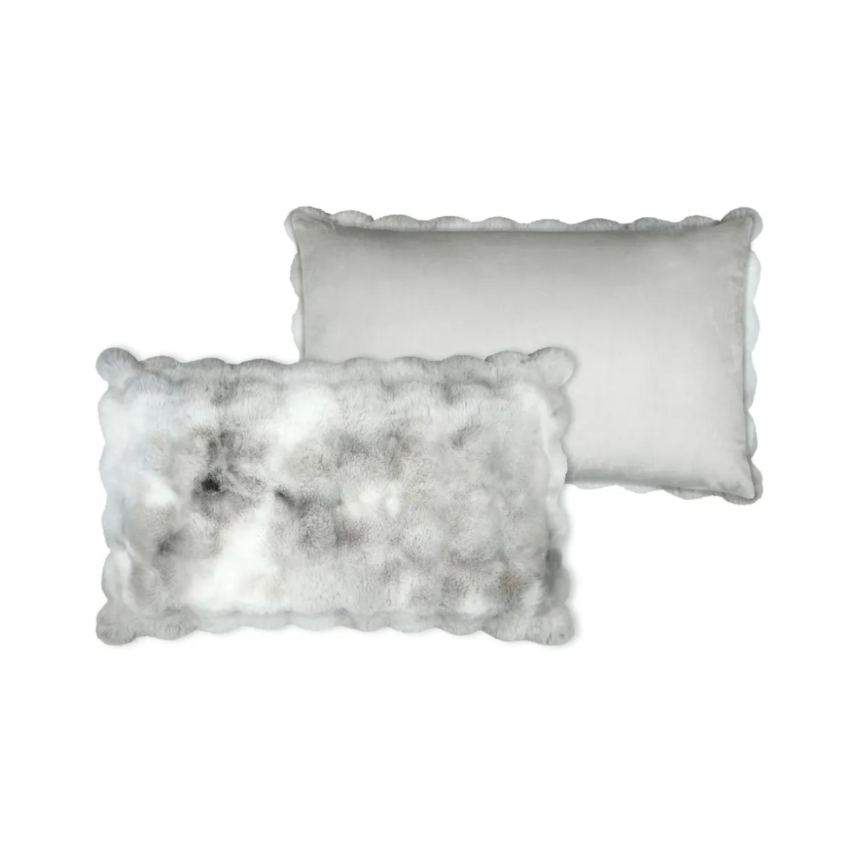 Coussin rectangulaire fausse fourrure (50 x 80 cm) Nebraska Gris perle
