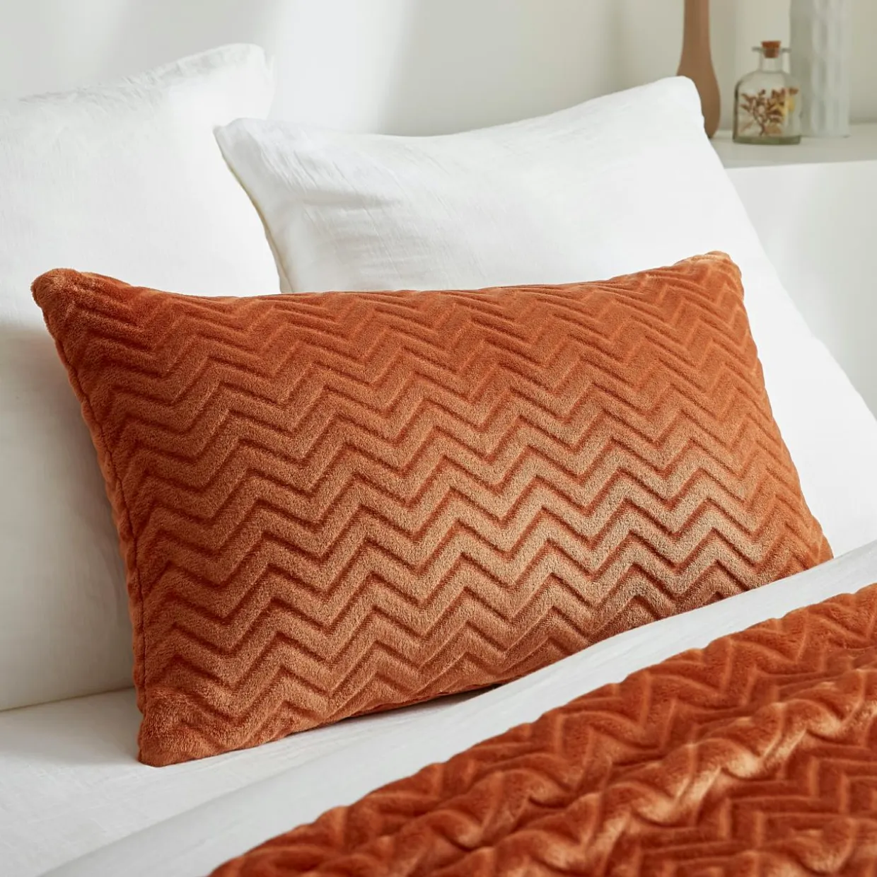 Coussin rectangulaire flanelle (40 x 60 cm) Zag Cuivre