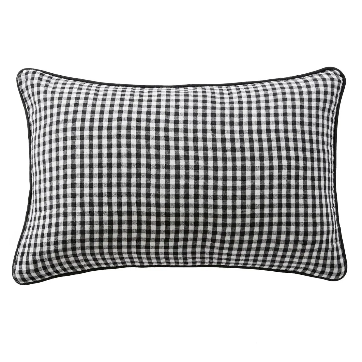 Coussin rectangulaire gaze de coton (40 x 60 cm) Gaïa vichy Noir