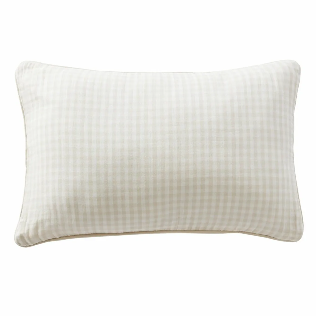 Coussin rectangulaire gaze de coton (40 x 60 cm) Gaïa vichy Beige